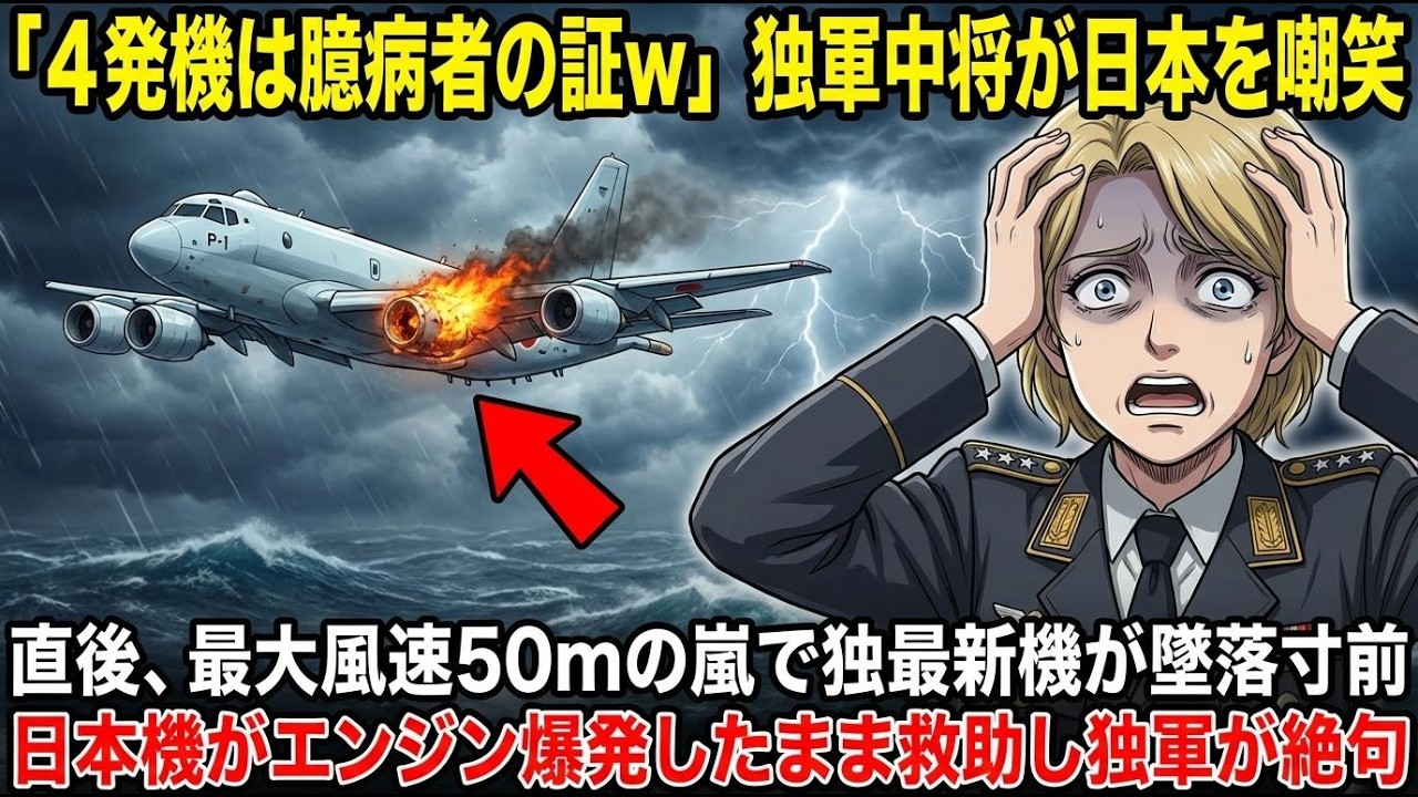 「4発機は臆病ｗ」日本を見下す独軍中将→直後、巨大嵐で最新機が制御不能に…日本機が取った