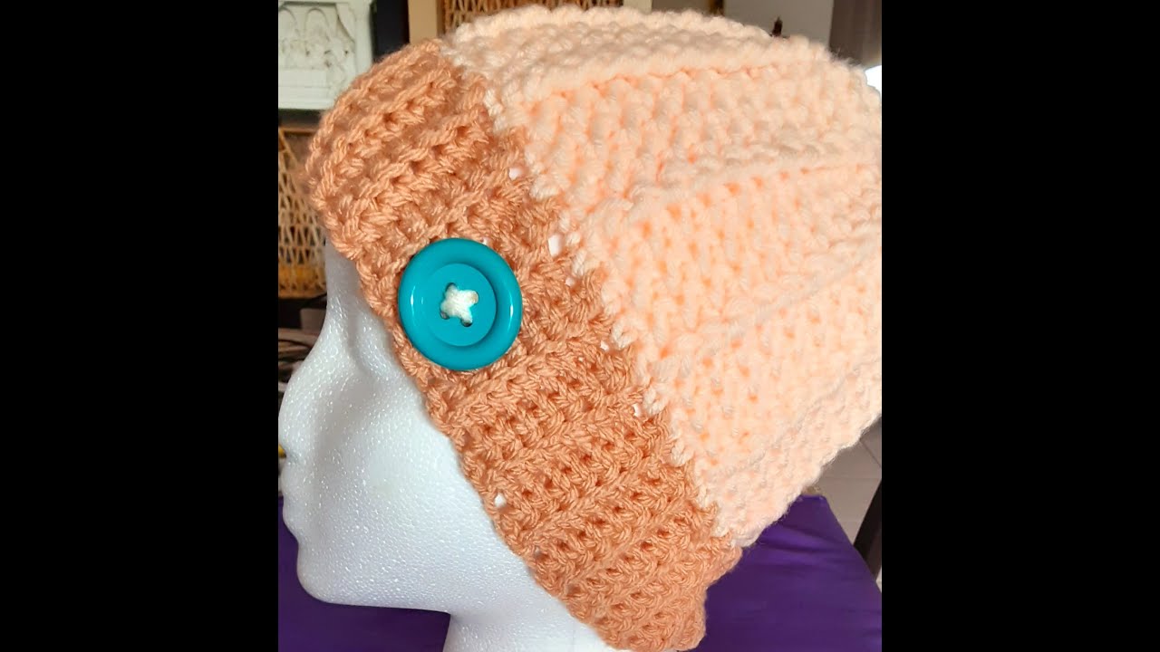 Gorro facil y rapido tejido con punto arroz pero a crochet