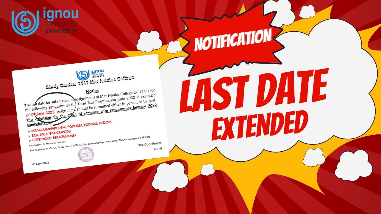 IGNOU Assignment Date EXTENDED! | Notification | Exam Change?