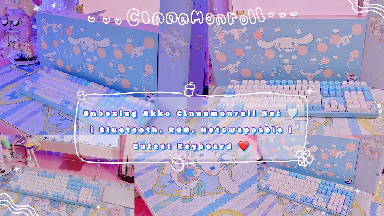 Unboxing Akko Cinnamoroll Keyboard Set | Sanrio 💕 | Cutest Keyboard | Bluetooth & RGB Keyboard ✨