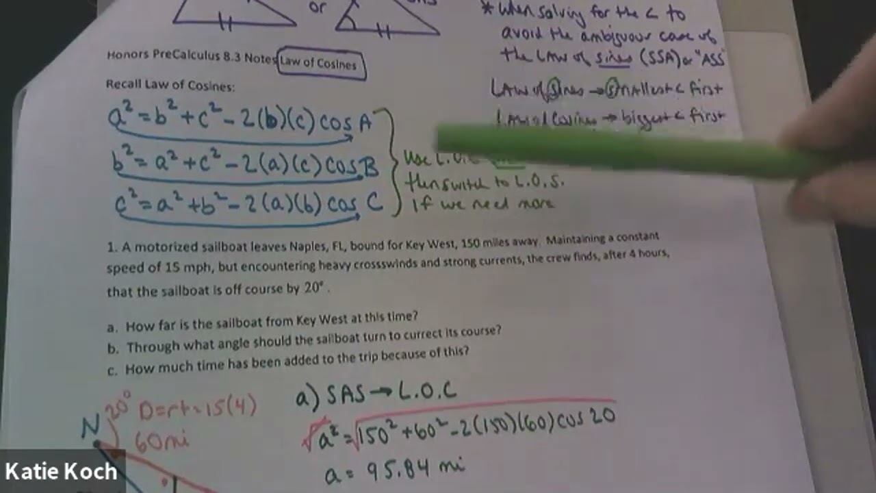 Law of Cosines -- Notes 8.3 HPC