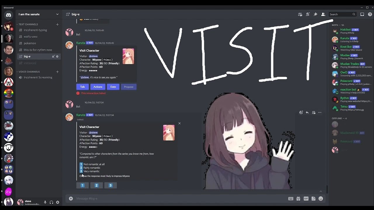 Karuta Visits and Affection System