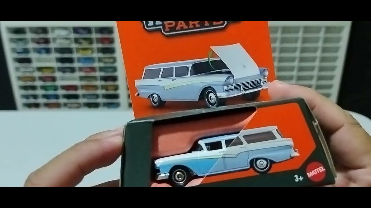 COLEÇÃO MINIATURAS DIECAST - Unboxing e Review miniatura Matchbox Moving Parts #1957fordcountrysedan