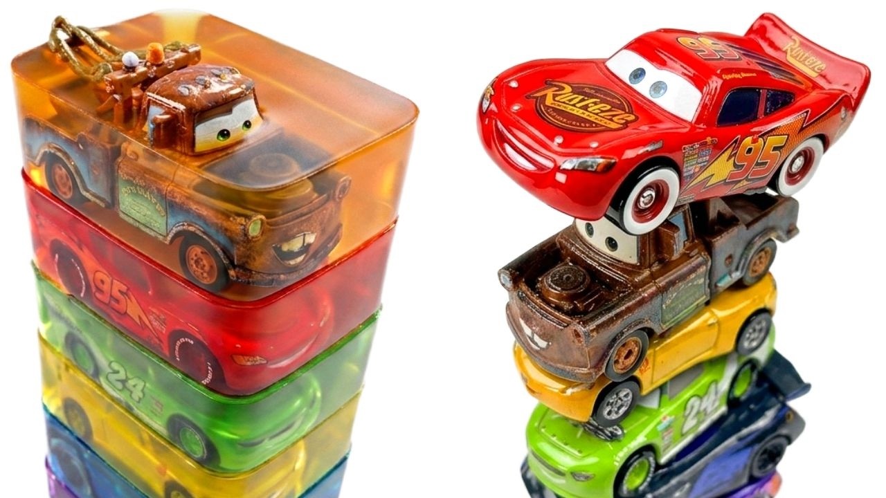 Lightning McQueen & Mater Disney Cars! Satisfying Jelly Cutting Tomica Edition