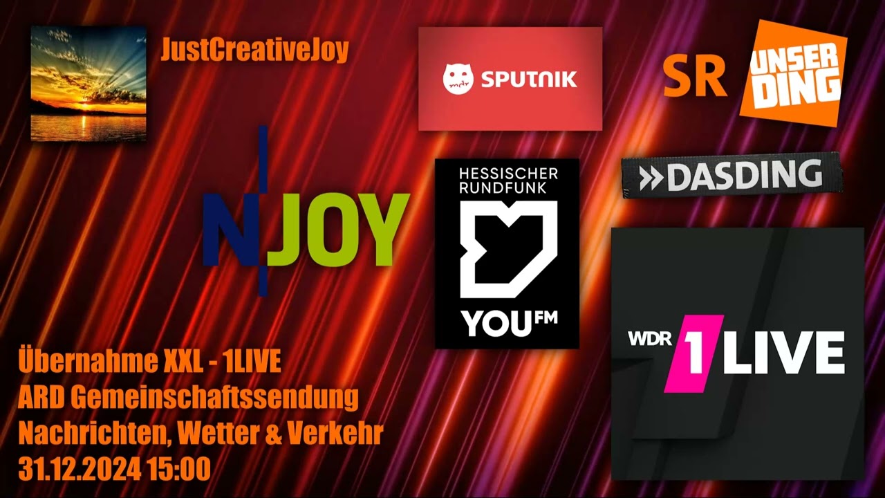 1LIVE Übernahme XXL | 31.12.2024 ARD Gemeinschafts-Radioprogramm | Nachrichten, Wetter & Verkehr