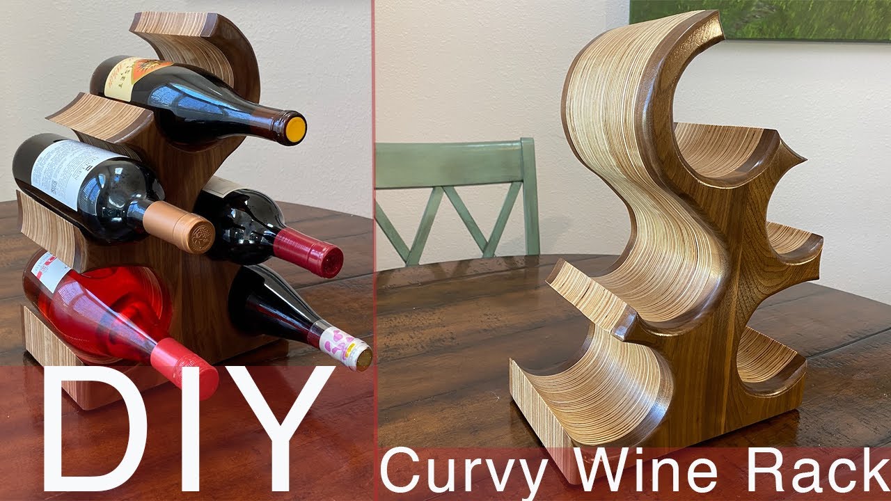 DIY Curvy Wine Rack Made From Baltic Bertch Plywood and Scrap Walnut