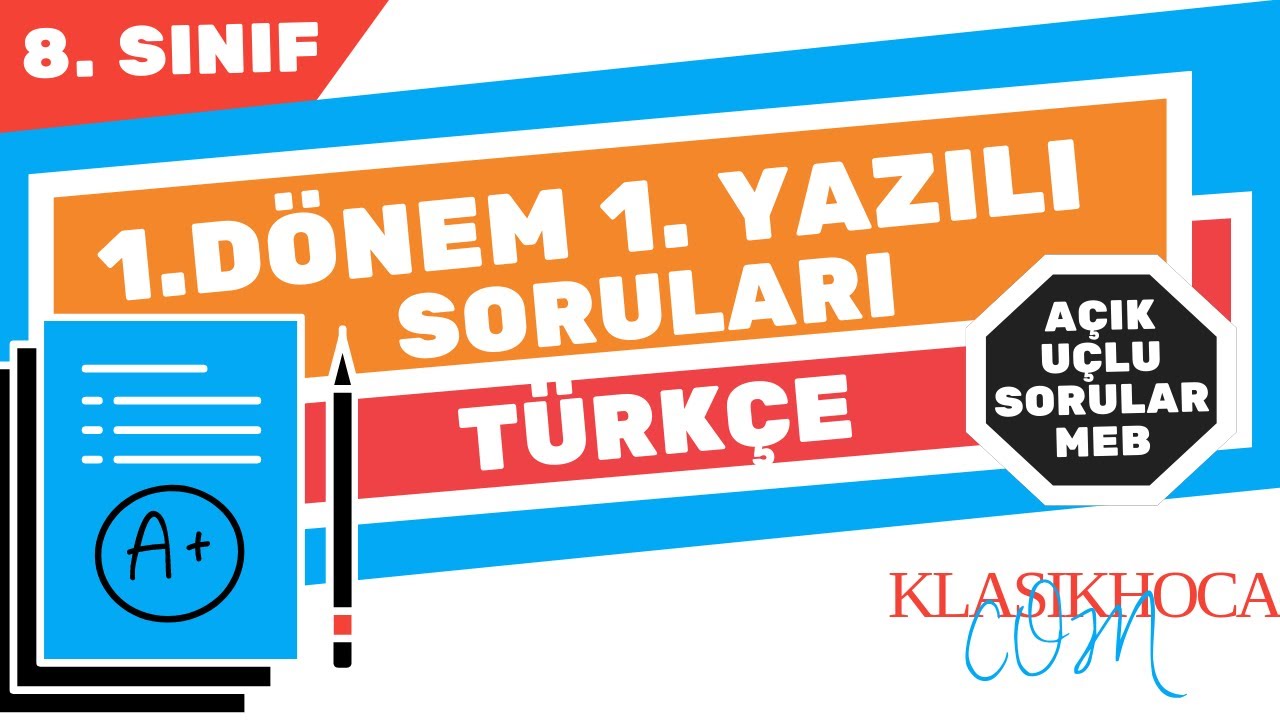 8. Sınıf Türkçe 1. Dönem 1. Yazılı | Açık Uçlu Sorular | MEB | 2024