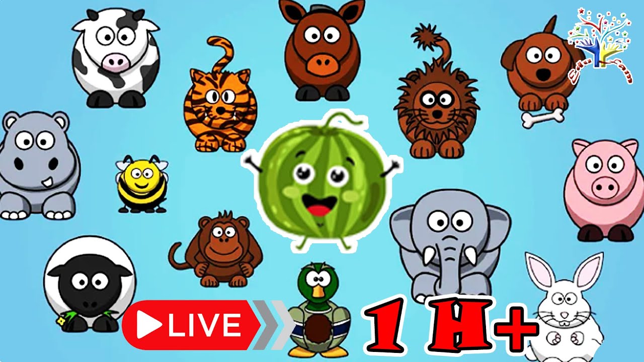 The Animal Sounds Song 🎵 | 1 Hour of Fun Animal Sounds for Kids | EduFam Live ~