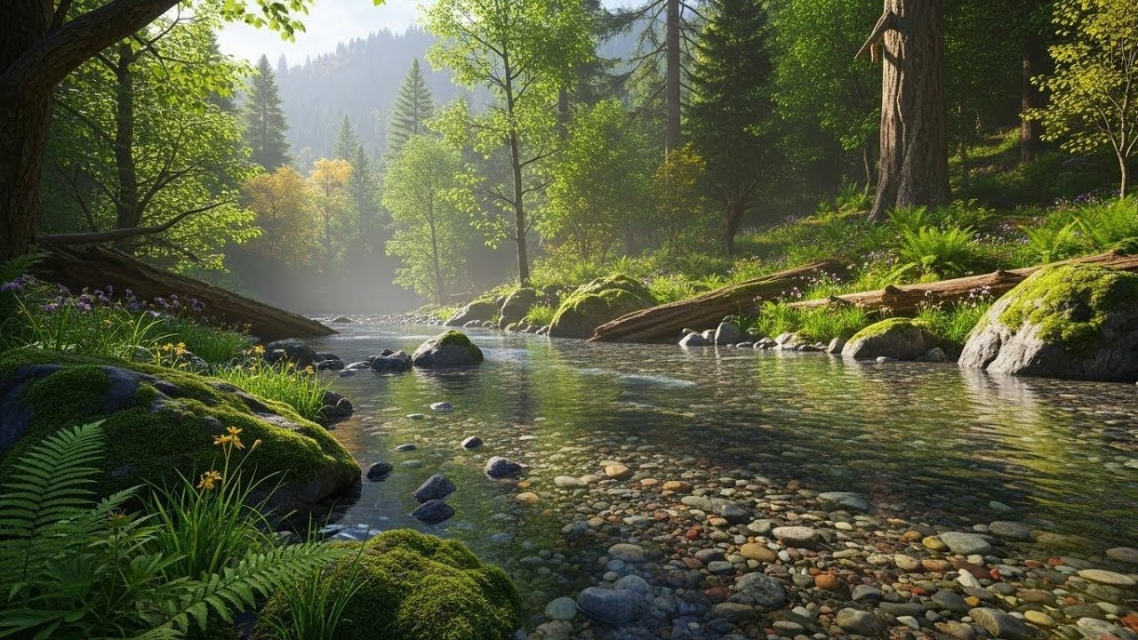 Flowing Stream River 🌊 Gentle Nature Sounds for Sleep, Focus, and Serenity #1728