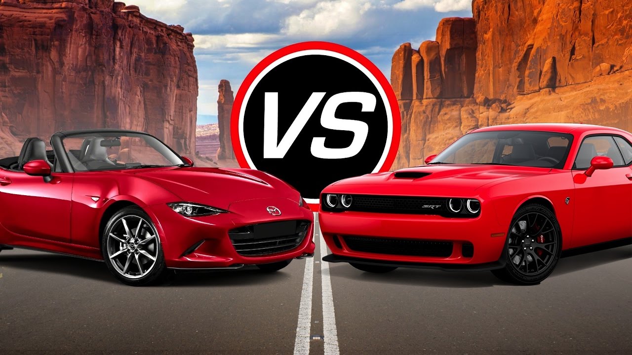 2016 Mazda MX-5 Miata vs Dodge Challenger SRT Hellcat - Spec Comparison!