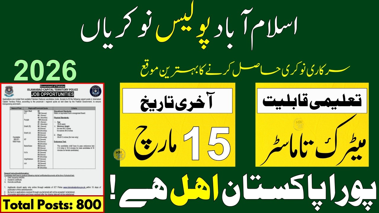 Islamabad Police Jobs 2026 | Islamabad Police New Jobs 2026 | Jobs in Islamabad | Govt Jobs 2026