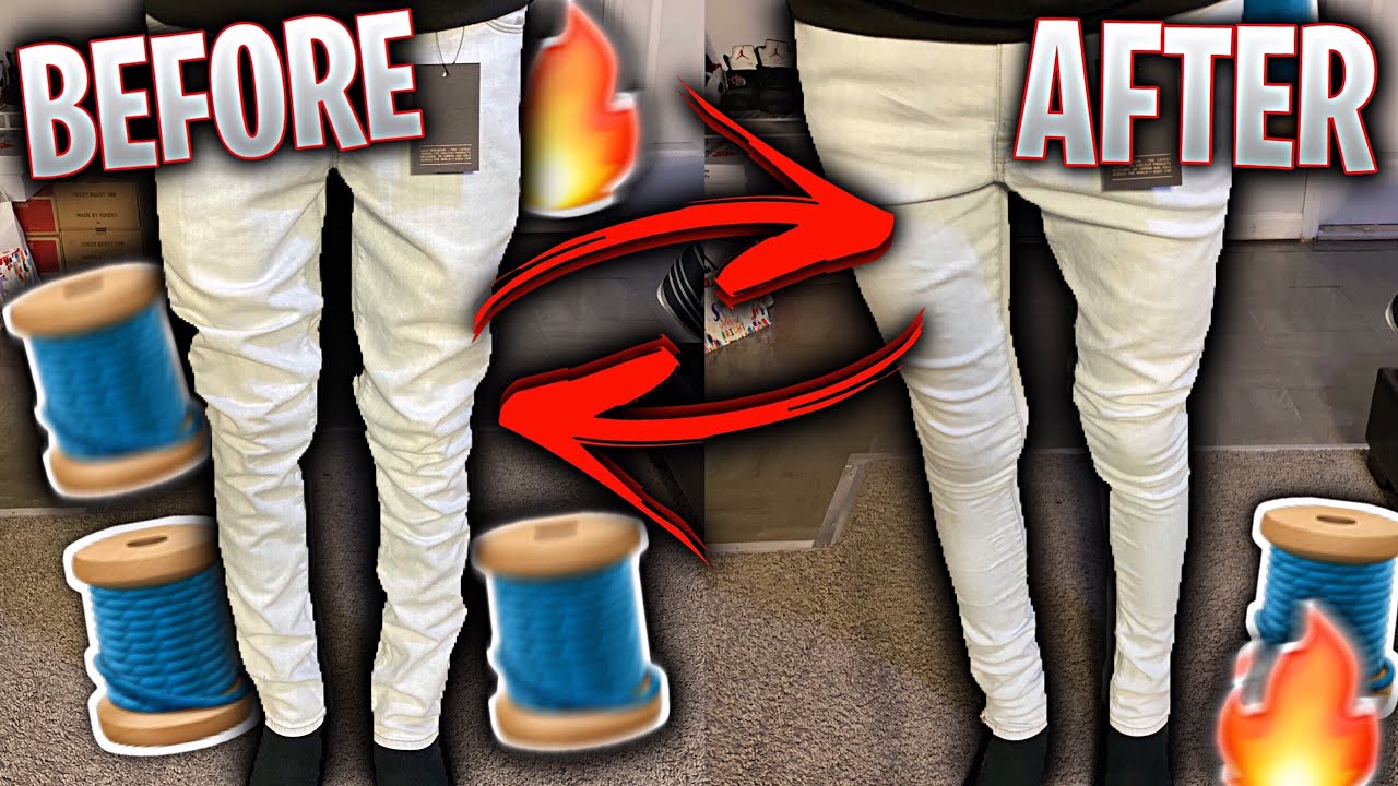 HOW TO SELF-TAPER YOUR JEANS & PANTS 🔥🧵 | MAKING BAGGY JEANS SKINNY DIY