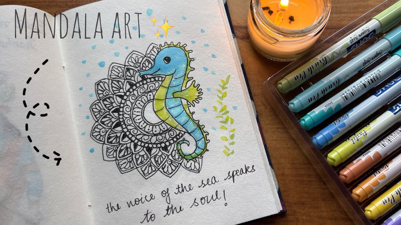 🌙 Peaceful Mandala Art | Rain Ambience & Soft Piano for Relaxation | #trending #sea 