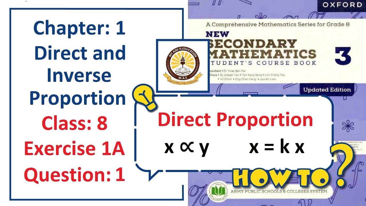 Exercise 1A Question 1 &ndash; (Direct proportion)  Complete solution &ndash; APS Math Class 8.