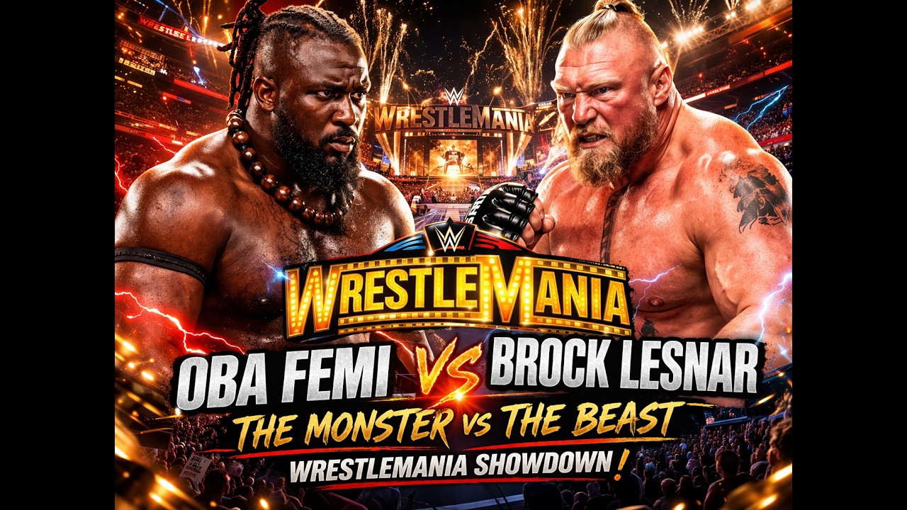 OBA FEMI destroyed brock lesnar #wrestlemania