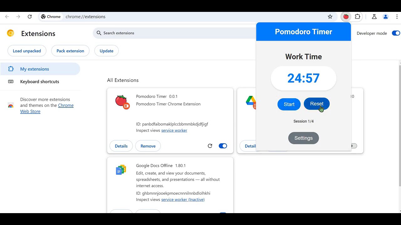 Pomodoro Timer Chrome Extension