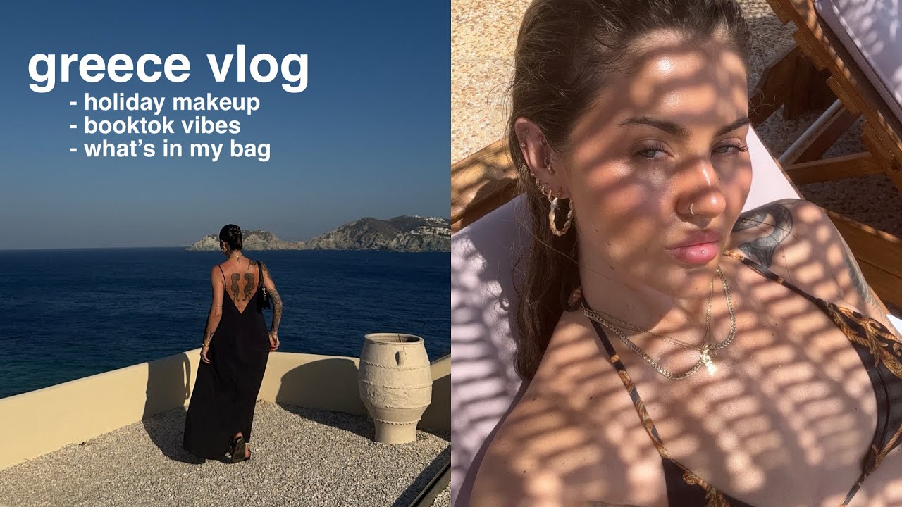 GREECE VLOG - holiday makeup, whats in my flight bag + booktok energy | JAMIE GENEVIEVE
