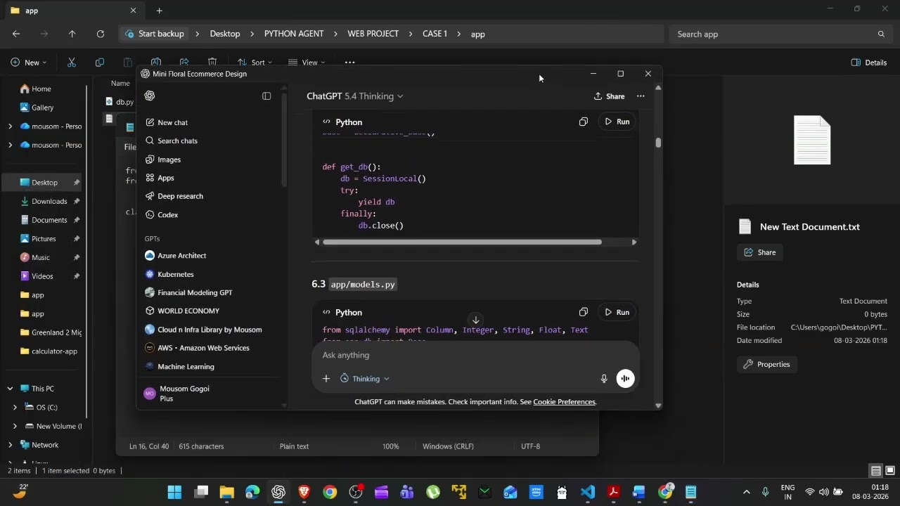Create an E commerce website in 1 hr  with Python & html on VS Code and host it in docker