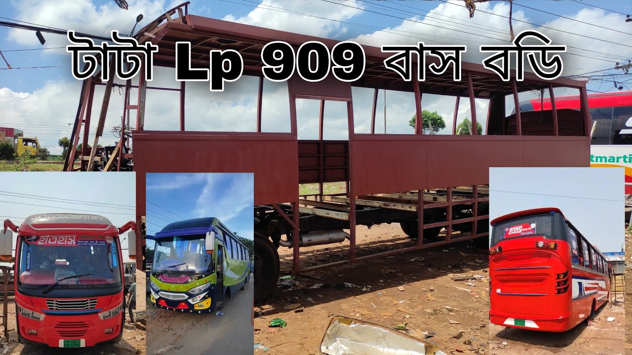 TATA LP 909 Bus body Building | Local bus body Workshop. Tata bus chassis