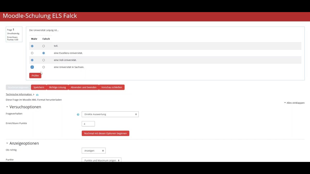 Prüfen mit Moodle: MTF