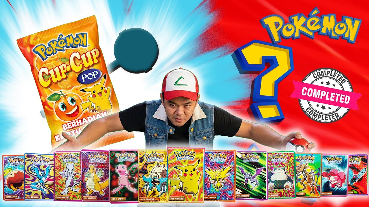 Nostalgia Kartu Pokemon Hadiah Cup Cup Pop tahun 2001 Complete Set Stiker Pokemon Permen Cup Cup Pop