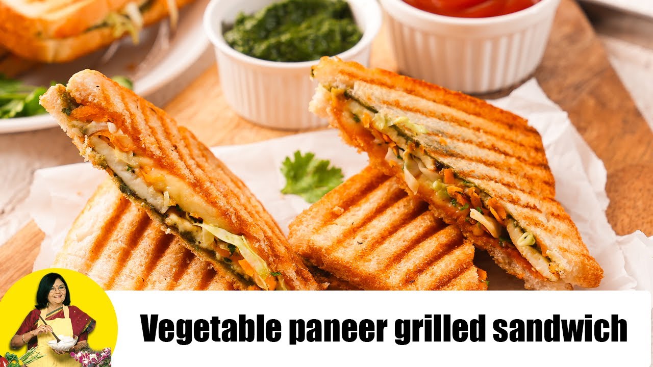 Vegetable paneer grilled sandwich by Tarla Dalal