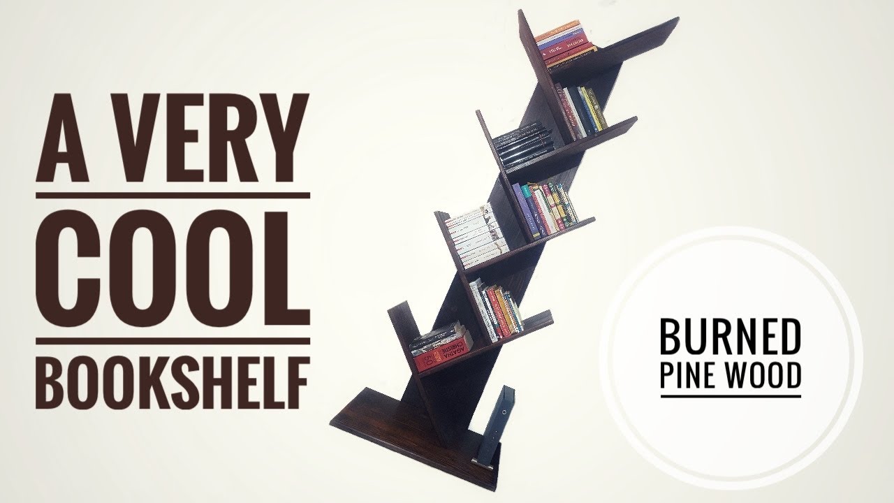 📕📙📘 Burned wood bookshelf! #DIY #Bookshelf #Burned #Wood #Mahogany
