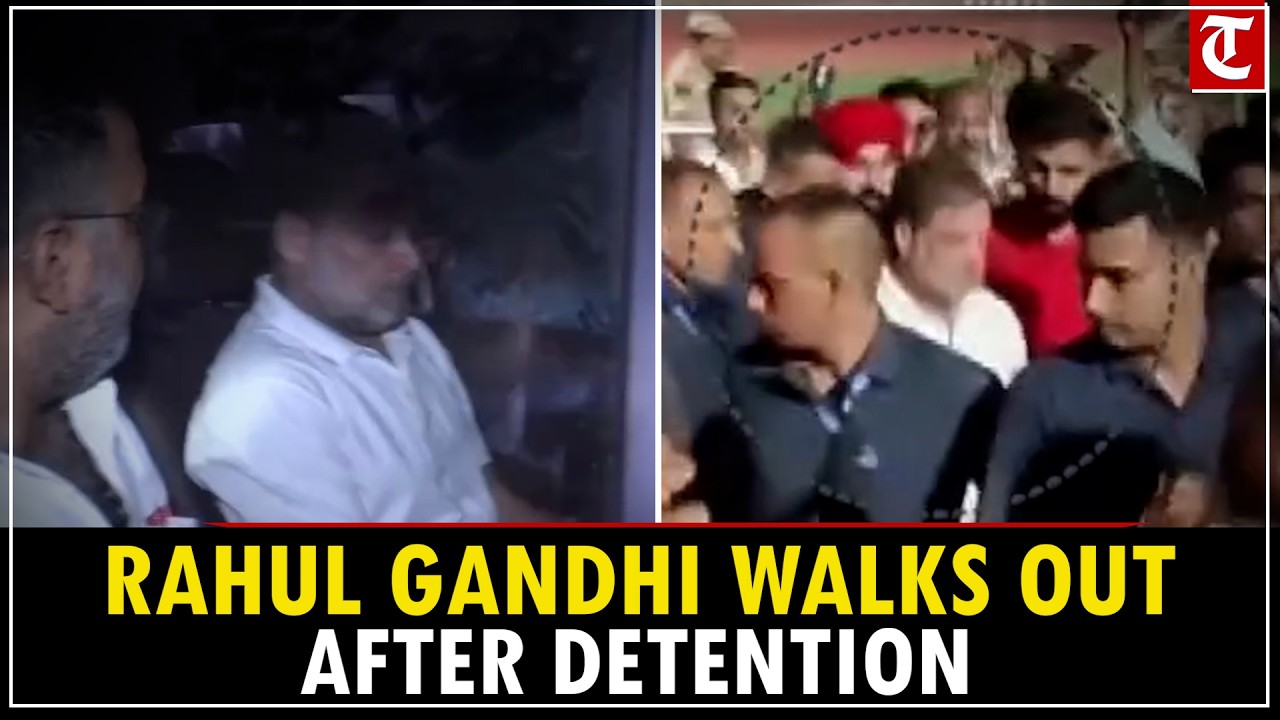WATCH: LoP Rahul Gandhi Walks Out of Chhatrasal Stadium After Detention During LKM Protest