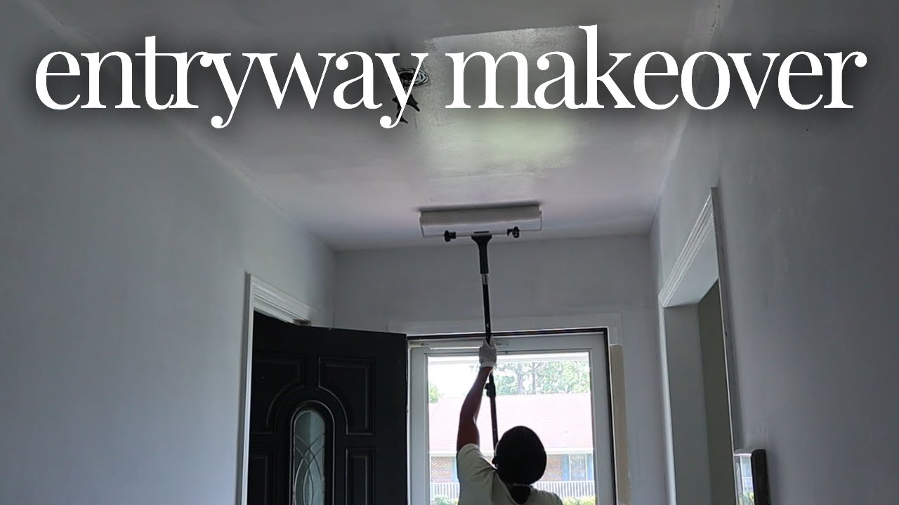 DIY BUDGET ENTRYWAY MAKEOVER | Finishing Skim Coating & Painting | Small Entryway Ideas | EP. 2