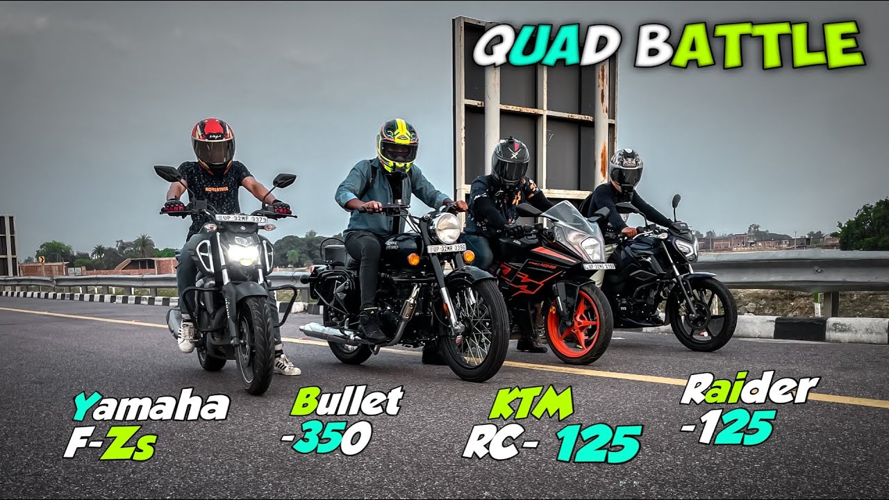 KTM rc125 vs bullet350 vs TVS raider vs Yamaha Fzs | long race | @KSCVlogs | SAM Vlogs