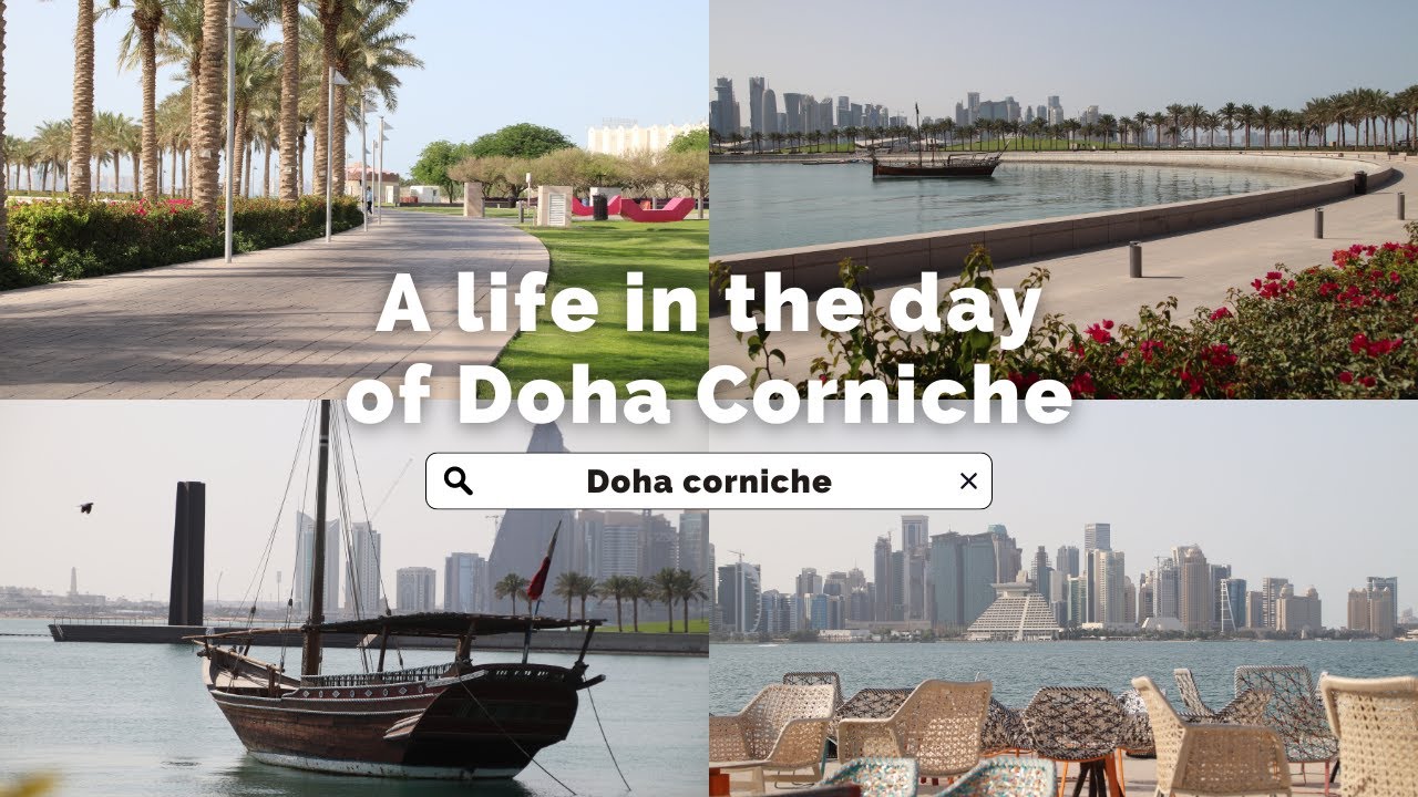 A life in the day of Doha Corniche | 7 km along the Doha Bay and the city's sea-front | Qatar beach