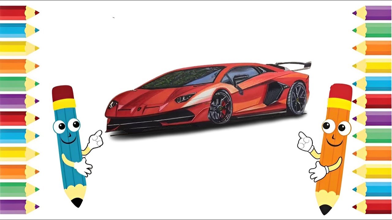 How to Draw and Color a Red Lamborghini Car 