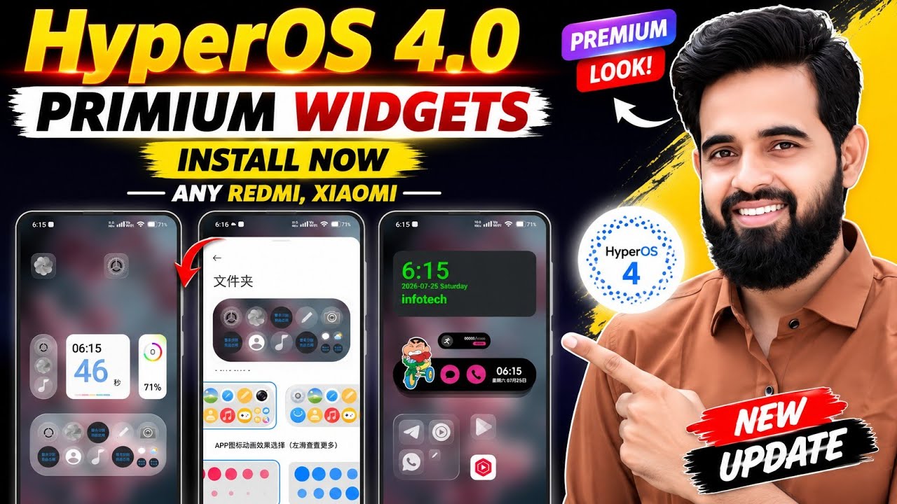 HyperOS 4.0 Premium Widgets Install Now 🔥 Any Redmi & Xiaomi | New Glass Widgets, Full Setup Guide