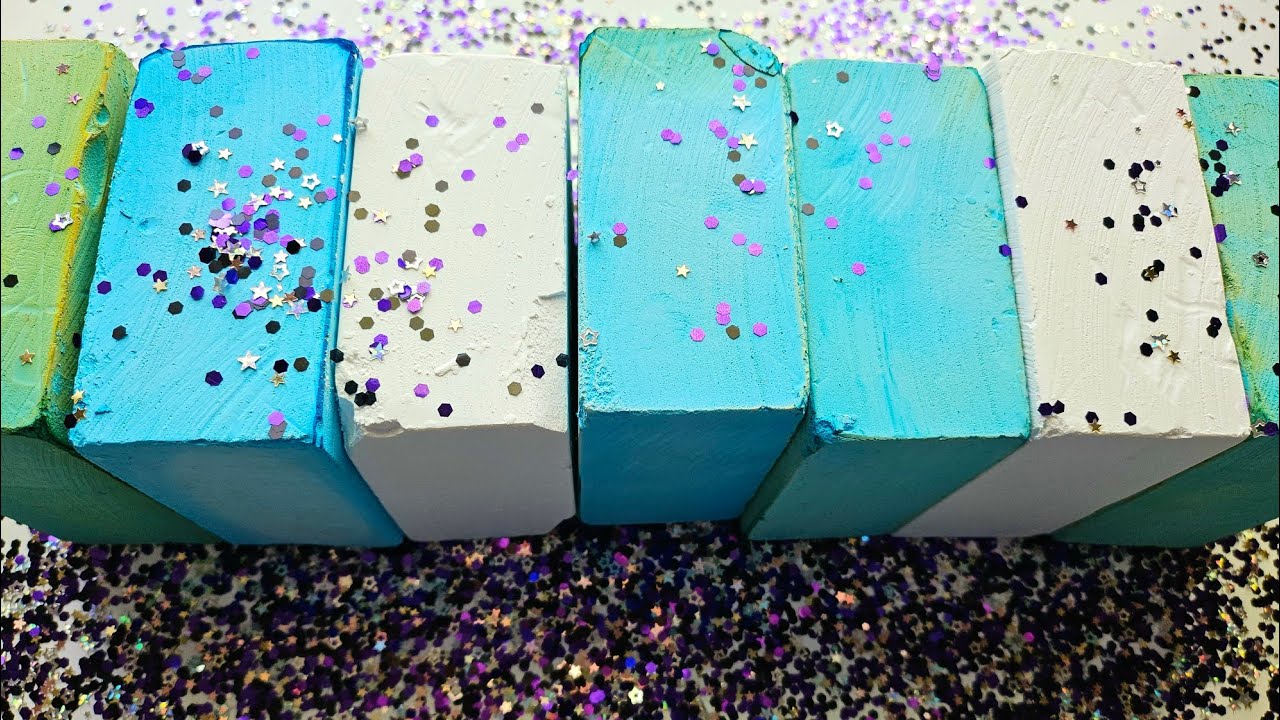 Crunchy Crispy Dyed & PJ gym Chalk Blocks ♡ ASMR ♡ Oddly Satisfying 😌
