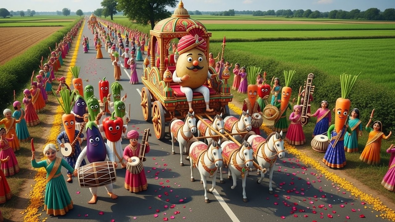 Aaloo Ki Nikli Baraat 🥔🎉 | Indian Wedding Kids Song | Funny Vegetable Rhyme | 3D Animation
