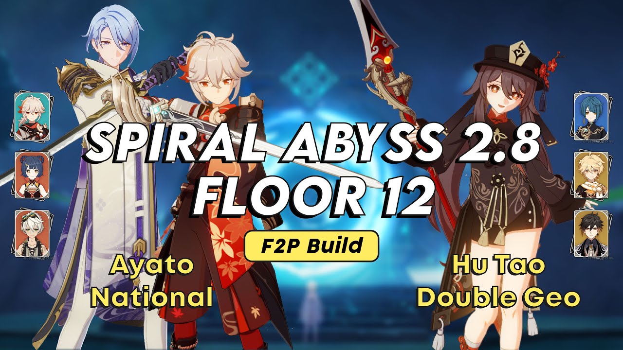 Ayato National (ft. Kazuha) & Hu Tao F2P Build - Spiral Abyss 2.8 Floor 12 - 9* | Genshin Impact