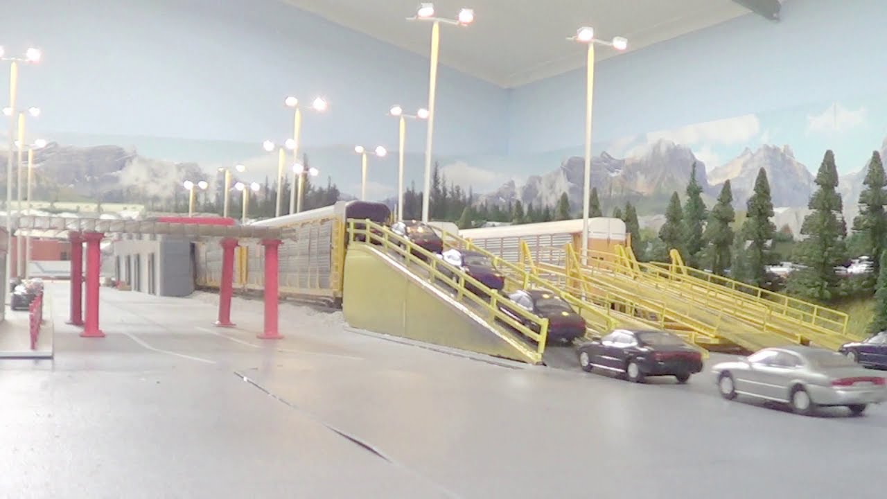 Magnorail Model Trains Loading 42 cars onto the Auto Racks