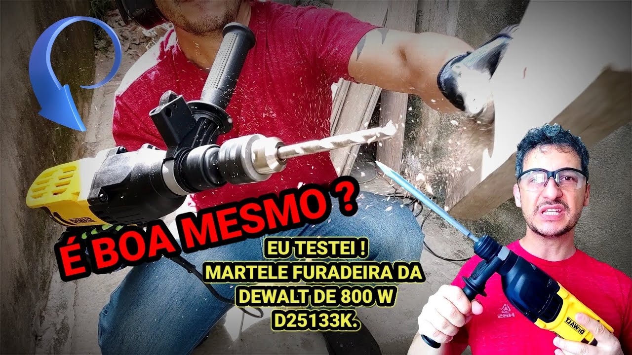 TESTANDO MARTELETE DEWALT D25133K  TESTEI FURADEIRA, PONTEIRO E TALHADEIRA EM CONCRETO E MADEIRA.