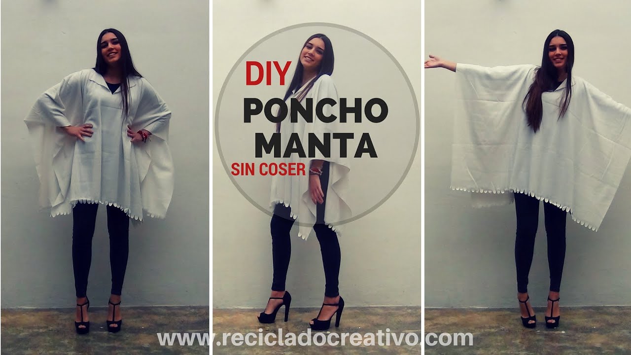 DIY Cómo hacer un Poncho Manta. Muy fácil y sin coser - How to make a Blanket Coat Poncho
