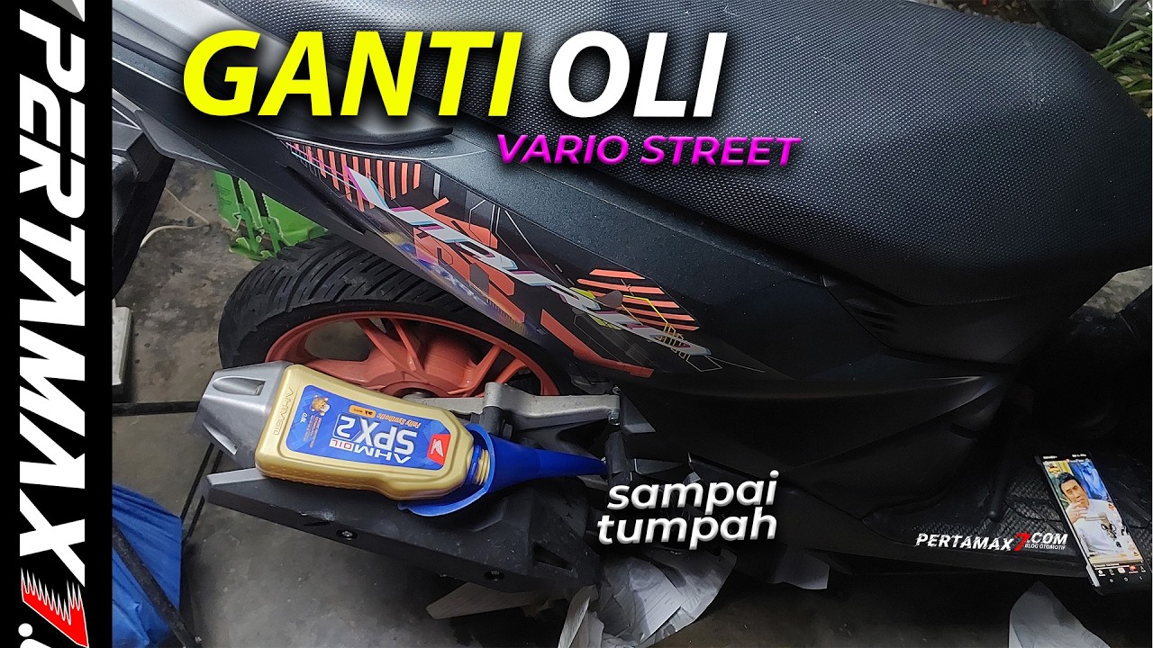 CARA Ganti Oli Honda Vario Street 125 Amatir Sampai Tumpah AHM Oil SPX2 #variostreet #hondavario125