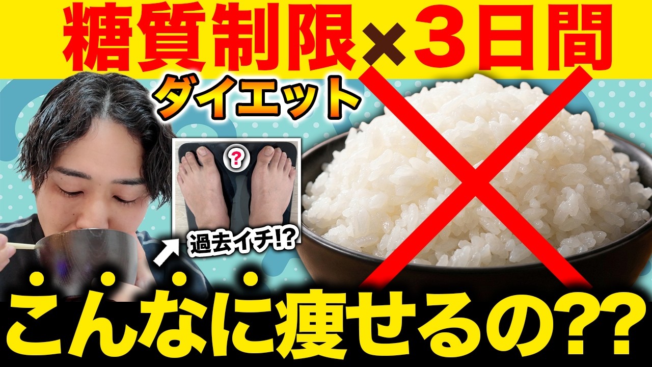 【神回】注意点。3日間「糖質制限ダイエット」をしたら激痩せした。