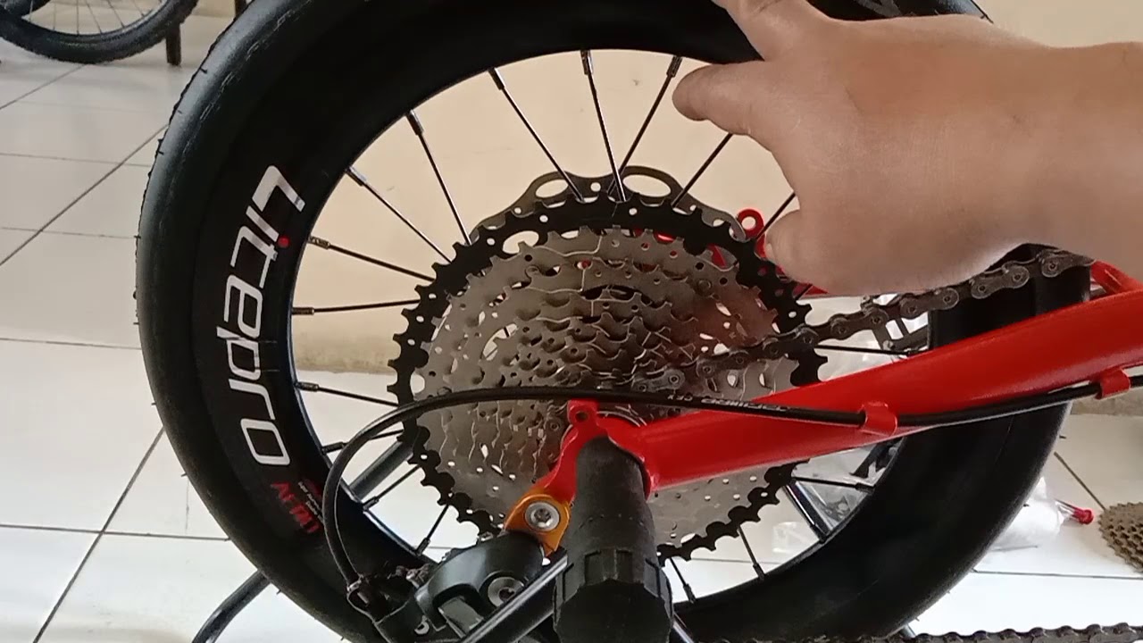 Merakit sepeda lipat 16 plus .sprocket 46T Dan chainring 58T