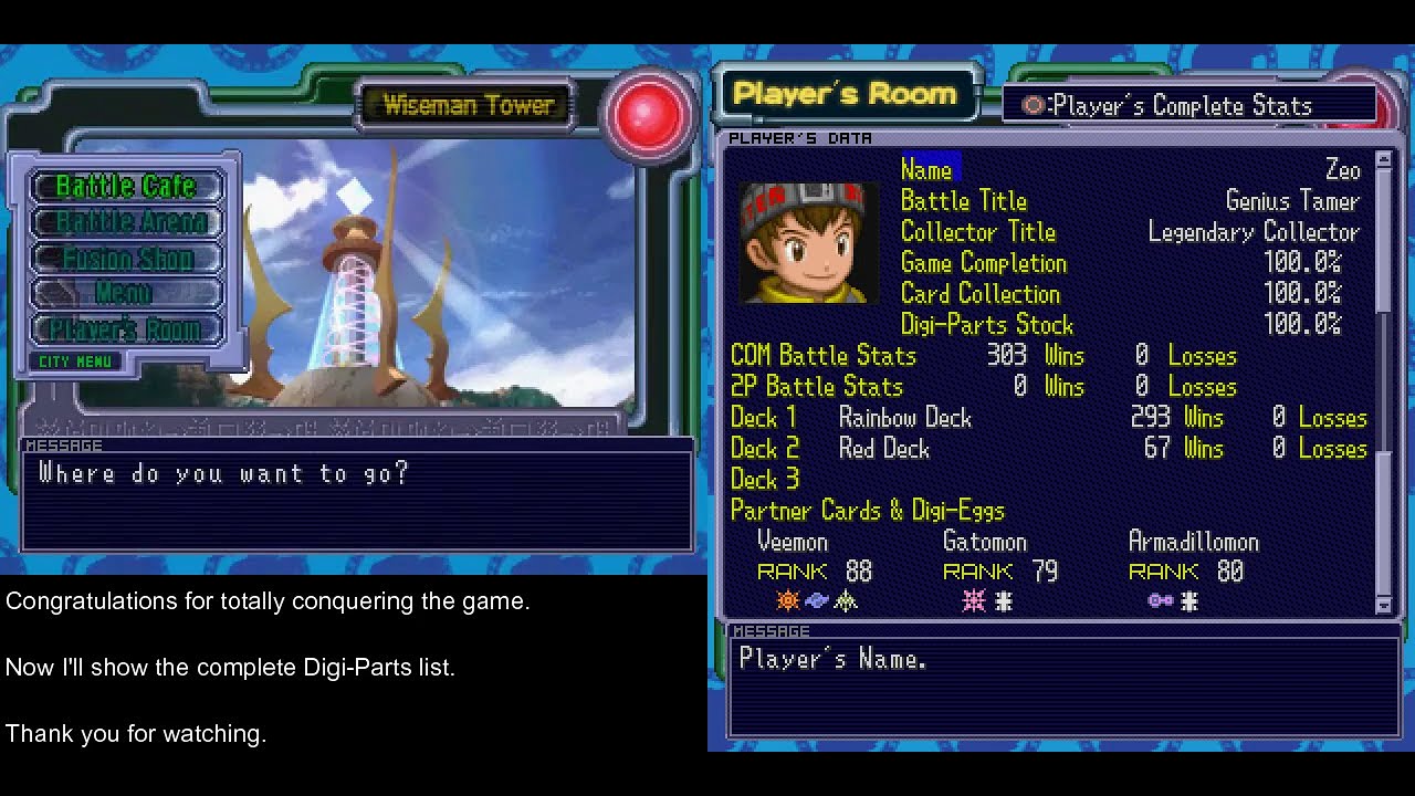 Digimon: Digital Card Battle - 100% Game, Cards and Digi-Parts [All Battles Removed except vs A]