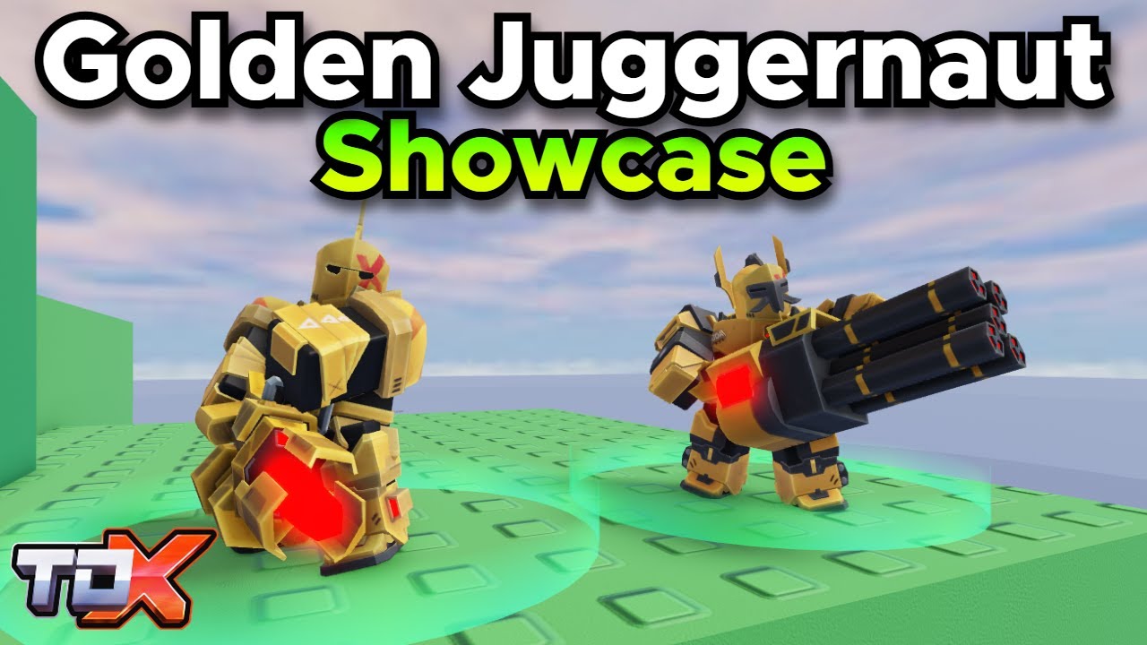 TDX Golden Juggernaut Showcase (Stats + Gameplay) - Tower Defense X Roblox