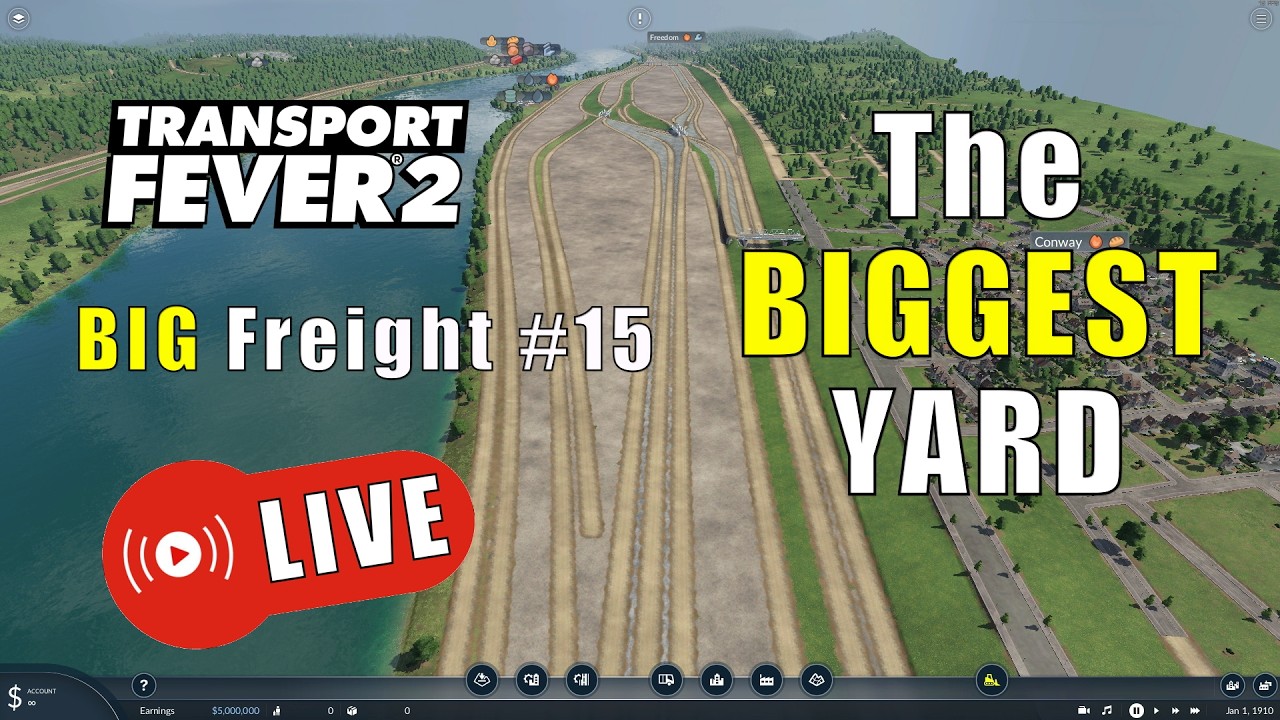 Starting to Build the BIGGEST YARD with BIG FREIGHT #15 LIVE... and Transport Fever 2