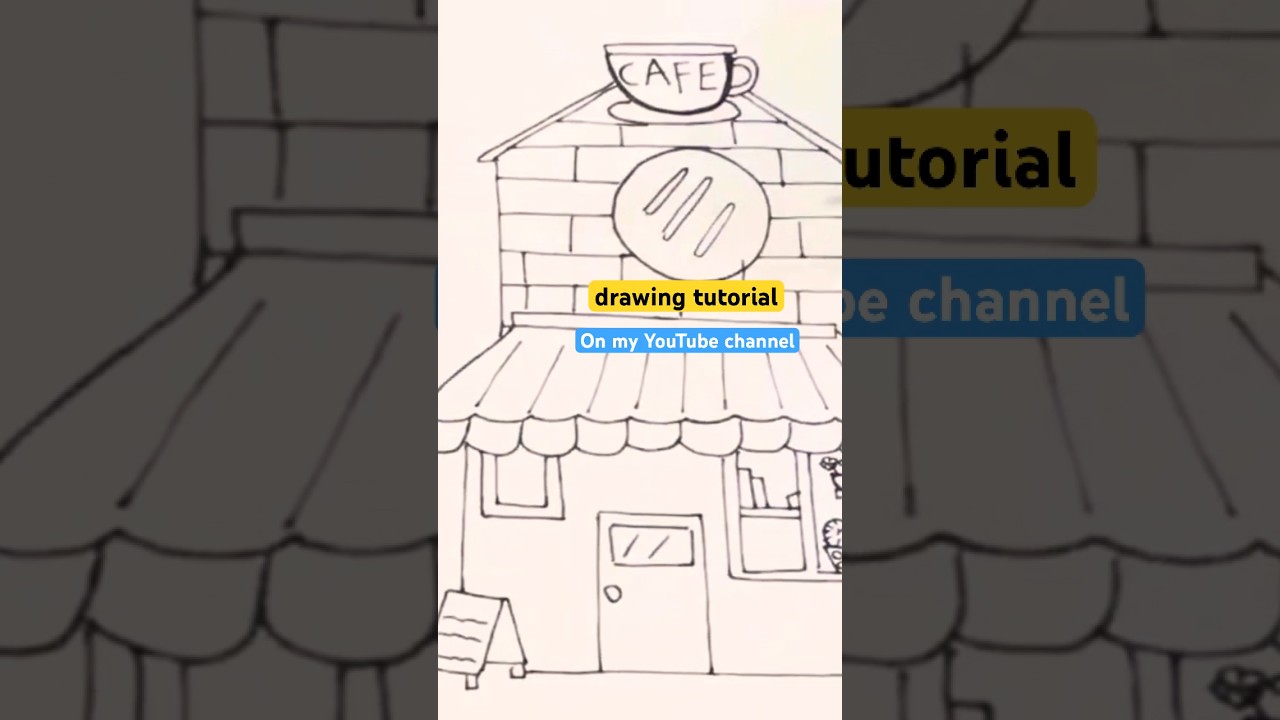 How to draw cafe shop | coffee drawing #drawing #art