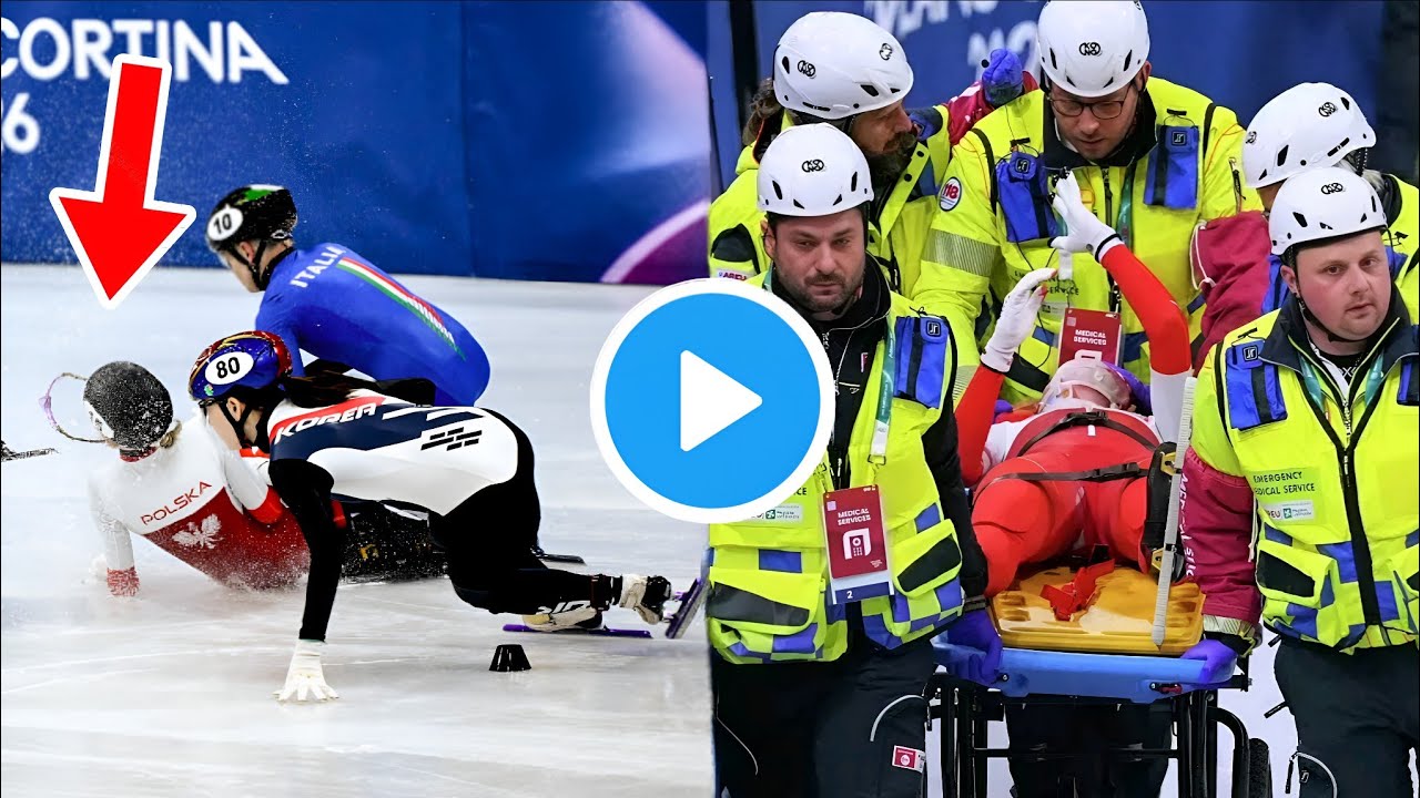 Kamila Sellier injury after crash collision in Women's 150Om short Track skating at Winter Olympics