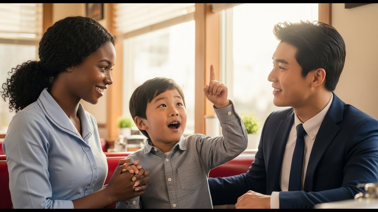 “Marry Me,” Little Boy Says… Black Waitress Accept Jokingly, Unaware His Dad Is Korea’s Richest CEO!