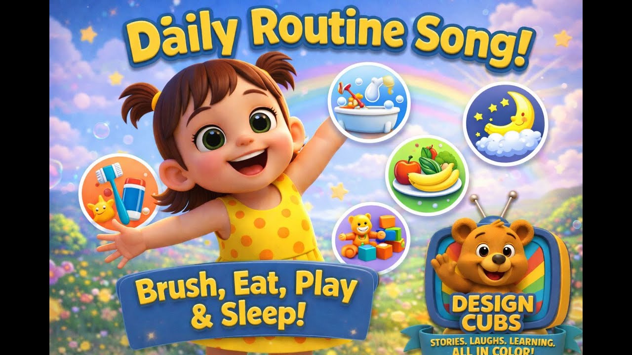 Good Morning Song for Kids | Daily Routine Cartoon | Brush, Bath, Dress & Sleep
