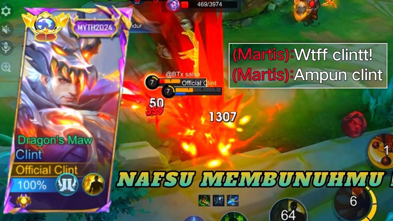 GAMEPLAY CLINT LAWAN MARTIS NAFSUAN!! KITA KASIH PAHAM DAMAGE CLINT - Mobile Legends